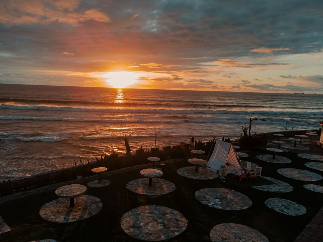 Beachfront restaurant terrace at sunset in Jose Ignacio